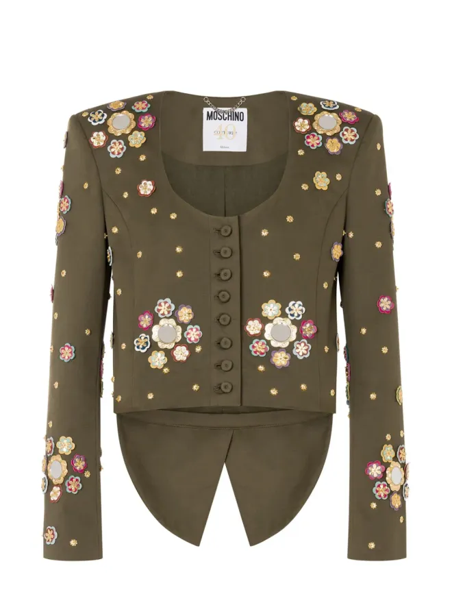 Moschino Moschino フローラルアップリケ付きクロップドジャケットの商品画像