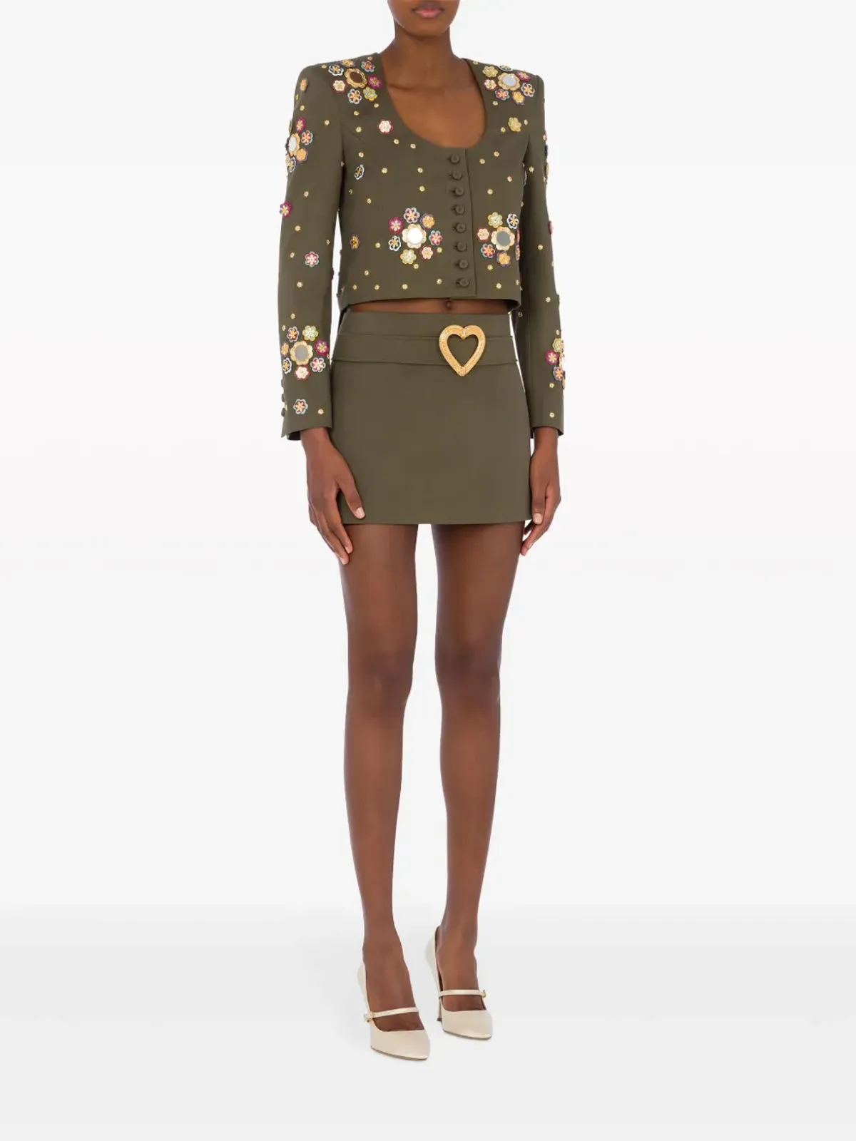 Moschino フローラルアップリケ付きクロップドジャケット - 画像2