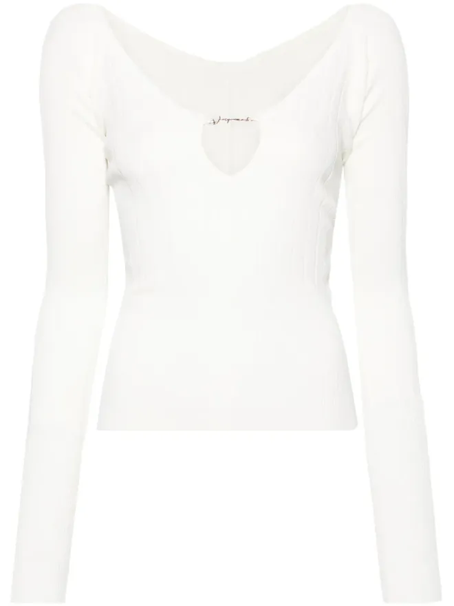 JACQUEMUS Jacquemus Le Haut Pralu リブ編みトップ - ホワイトの商品画像