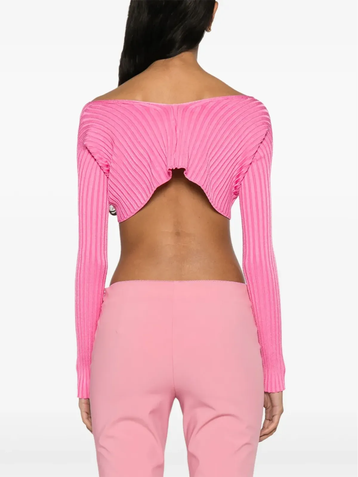 Jacquemus La Maille リブ編みシュラグカーディガン - 画像4