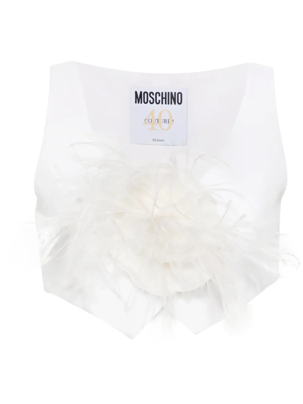 Moschino 花柄ブローチ付きクロップドベスト - ホワイト - 画像1