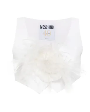 Moschino 花柄ブローチ付きクロップドベスト - ホワイト - サムネイル1