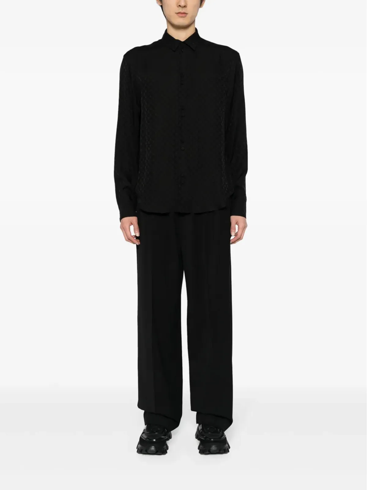 Palm Angels オールオーバー モノグラム シャツ ブラック - 画像2