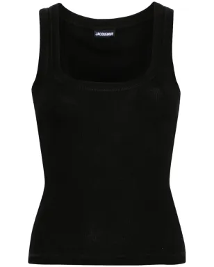 Jacquemus リブ編みのグログラン タンクトップ ブラック - サムネイル1