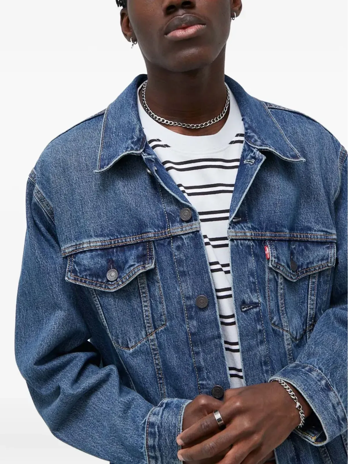 Levi's ボタン付きポケット デニムジャケット ブルー - 画像5