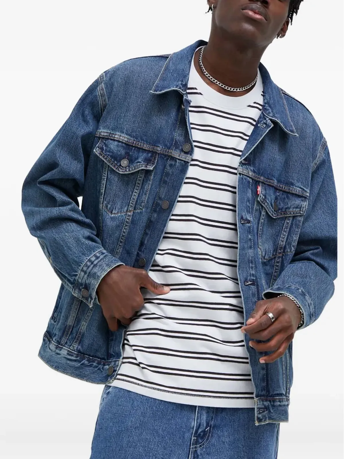 Levi's ボタン付きポケット デニムジャケット ブルー - 画像3