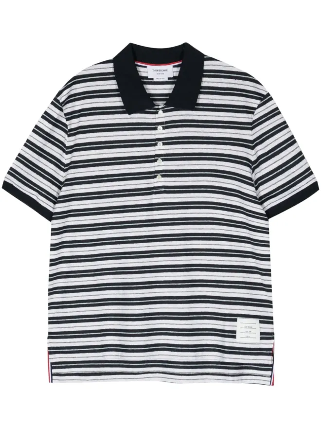 Thom Browne Thom Browne ロゴパッチ付きストライプポロシャツの商品画像