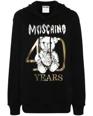 Moschino テディベア柄 コットンフーディ - ブラック - サムネイル1