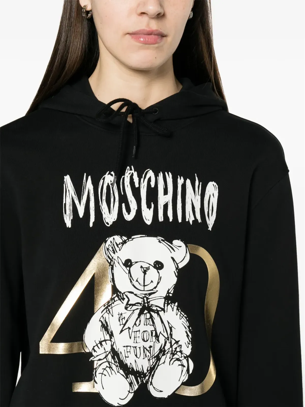 Moschino テディベア柄 コットンフーディ - ブラック - 画像5
