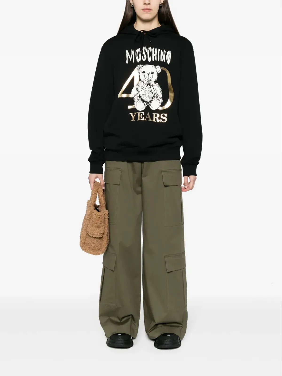 Moschino テディベア柄 コットンフーディ - ブラック - 画像2