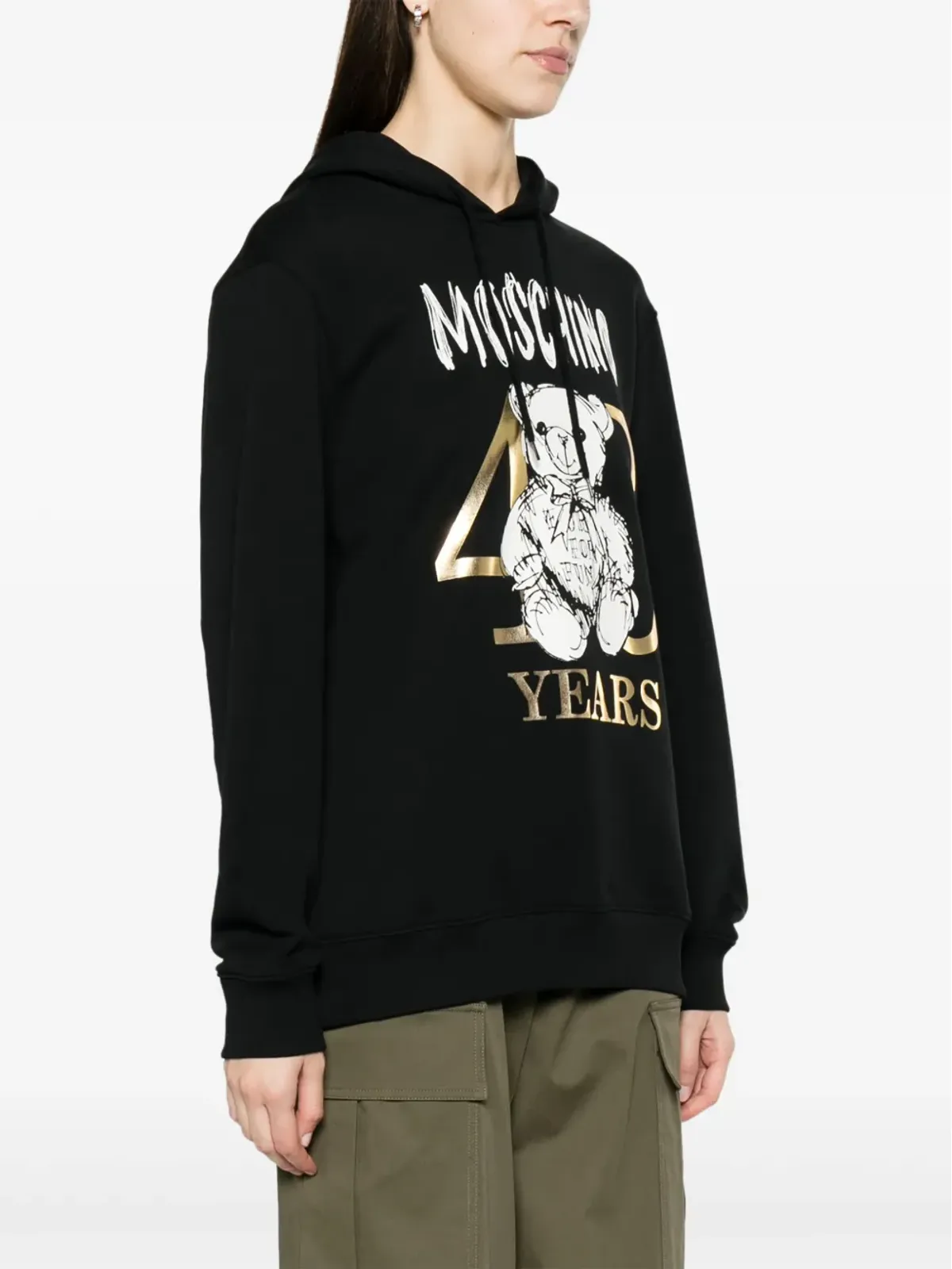Moschino テディベア柄 コットンフーディ - ブラック - 画像3