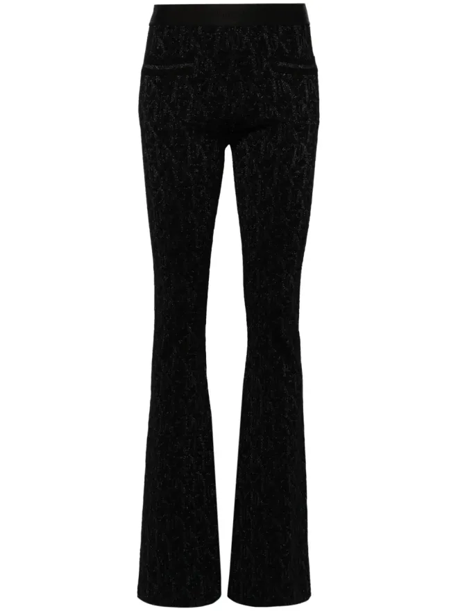 Palm Angels Palm Angels モノグラムジャカード編み フレアパンツ - ブラックの商品画像