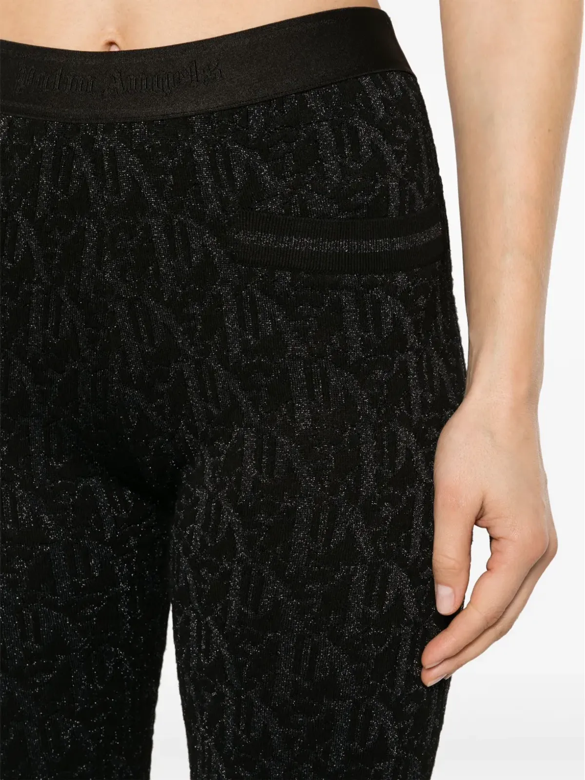 Palm Angels モノグラムジャカード編み フレアパンツ - ブラック - 画像5