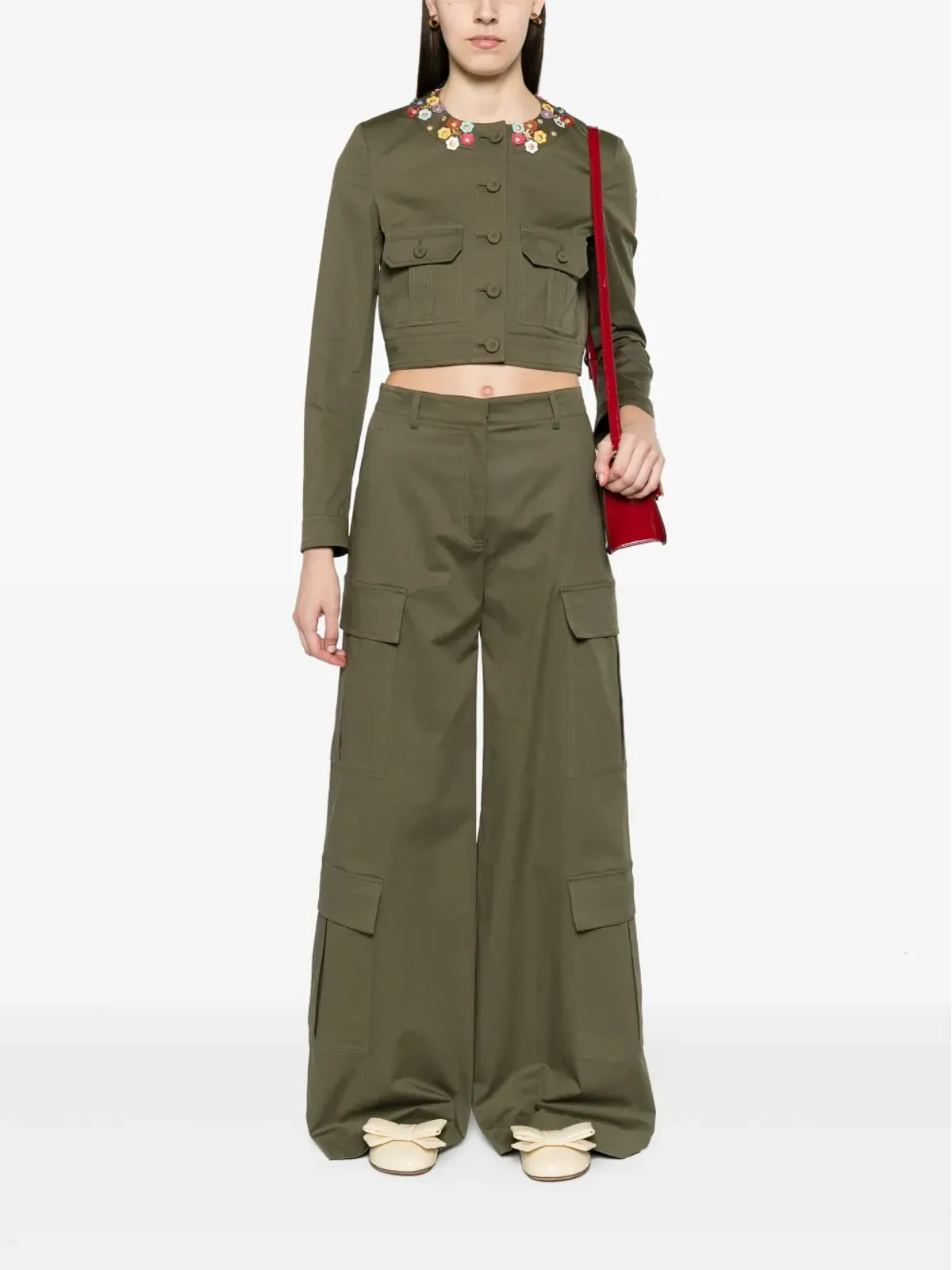 Moschino ワイドレッグカーゴパンツ グリーン - 画像2