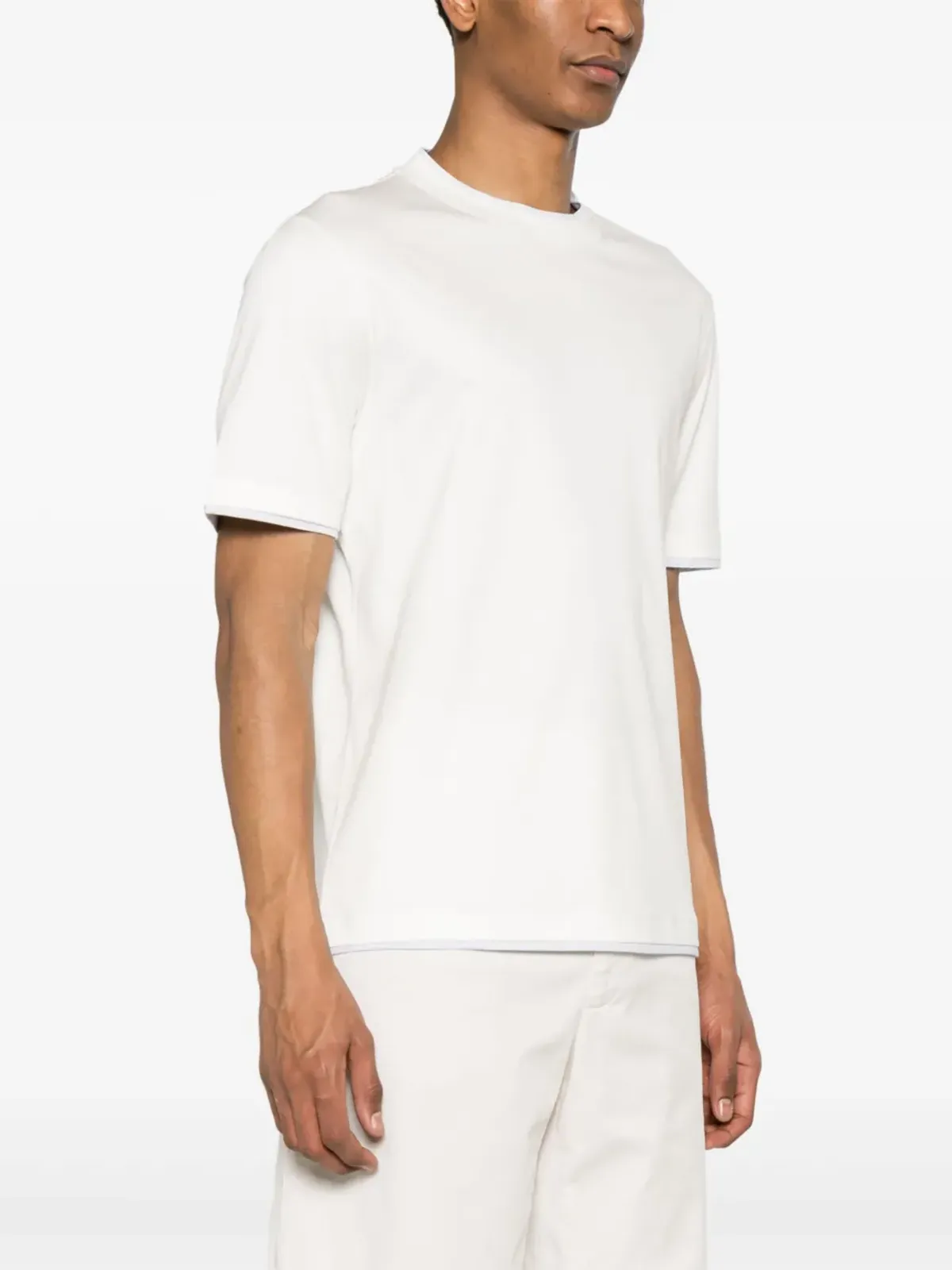 Brunello Cucinelli レイヤードコットンTシャツ - ホワイト - 画像3