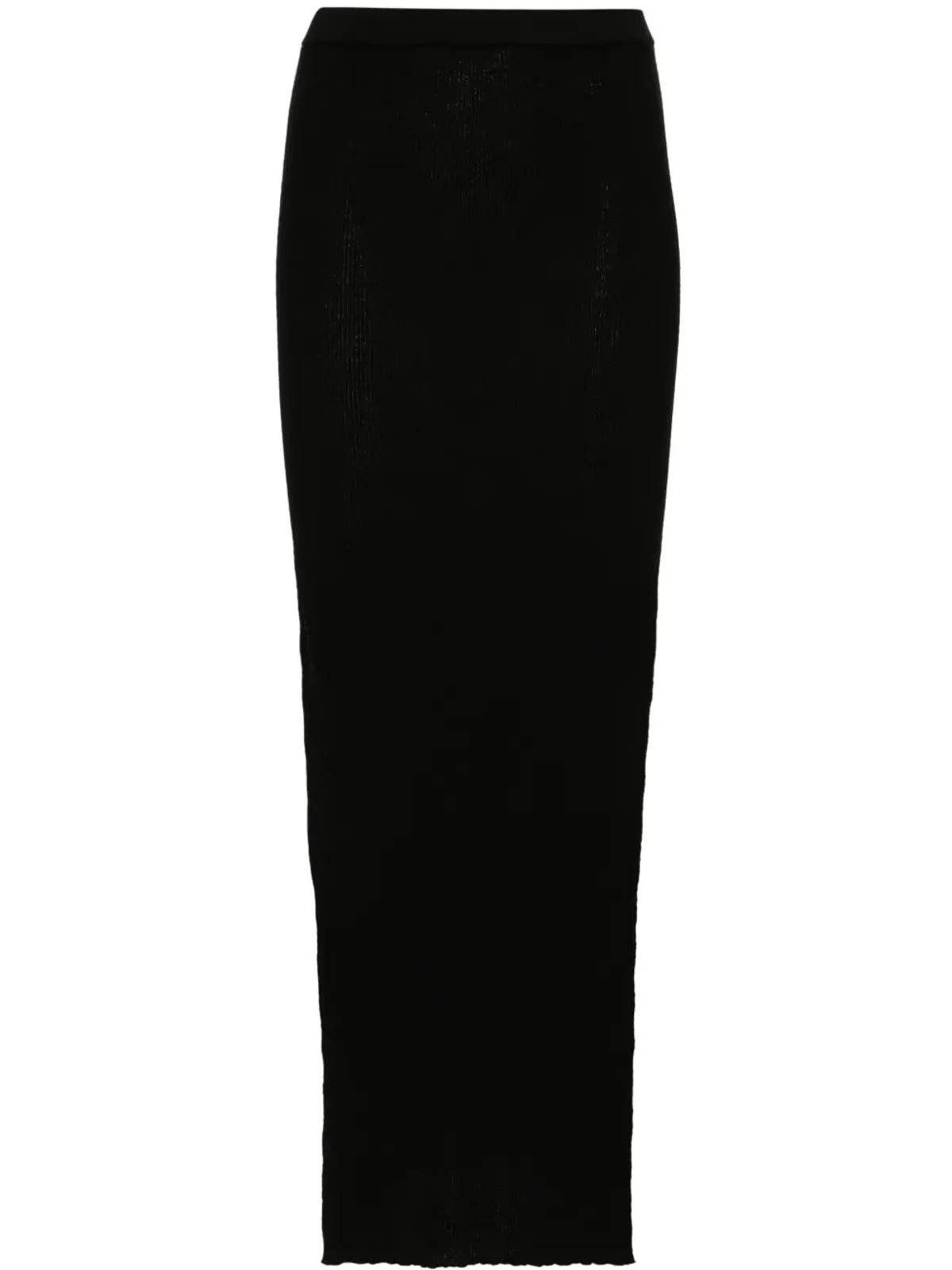 Rick Owens Sacris リブ編みマキシスカート ブラック - 画像1