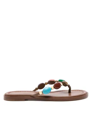 ビンテージ Gianvito Rossi Shanti エンベリッシュド レザー フリップフロップ - ブラウン - サムネイル1