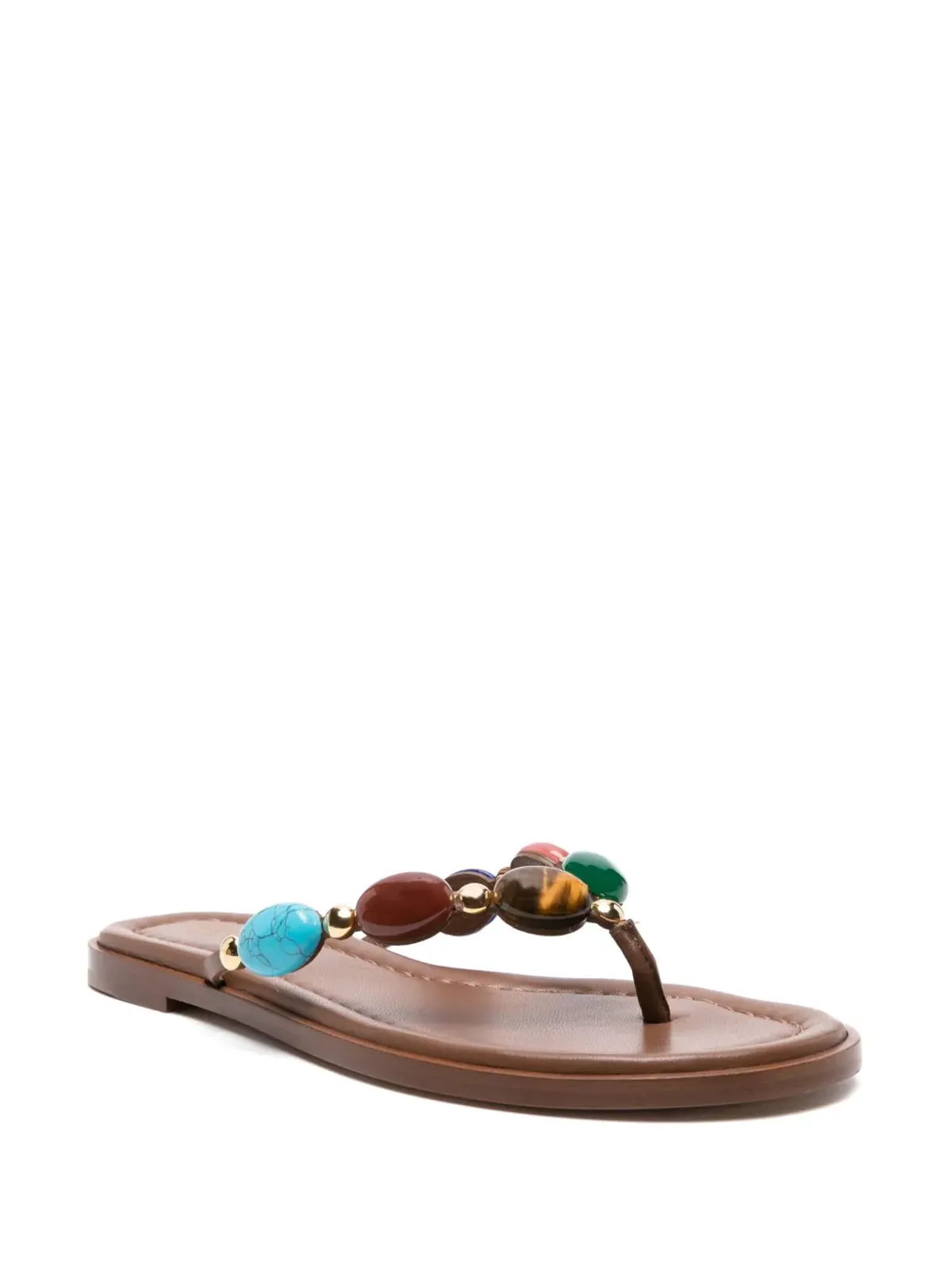 ビンテージ Gianvito Rossi Shanti エンベリッシュド レザー フリップフロップ - ブラウン - 画像2