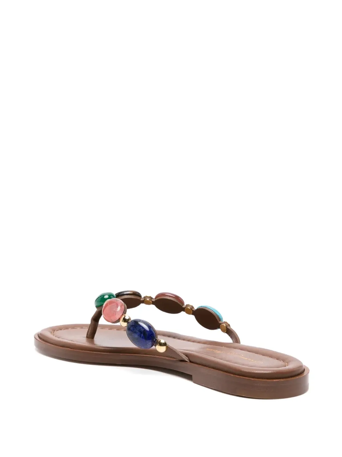 ビンテージ Gianvito Rossi Shanti エンベリッシュド レザー フリップフロップ - ブラウン - 画像3