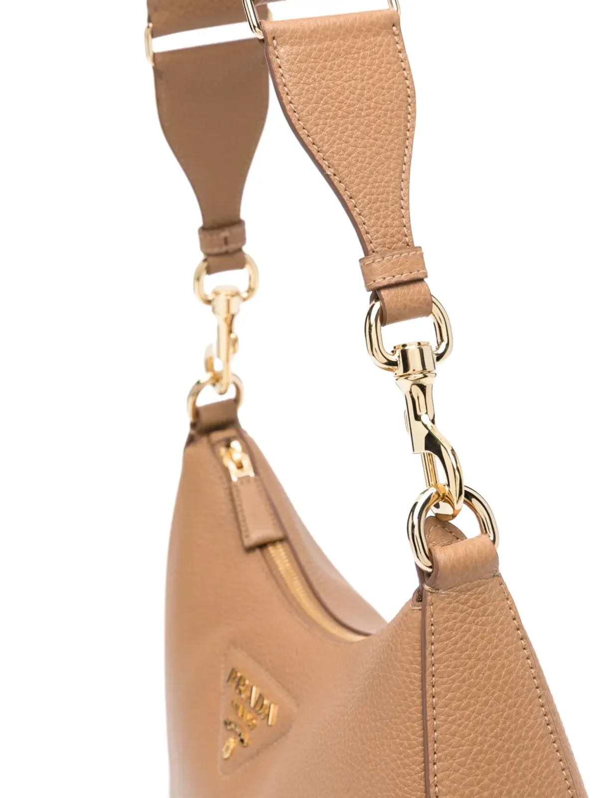 Prada ロゴエンボスレザー ショルダーバッグ ブラウン - 画像4