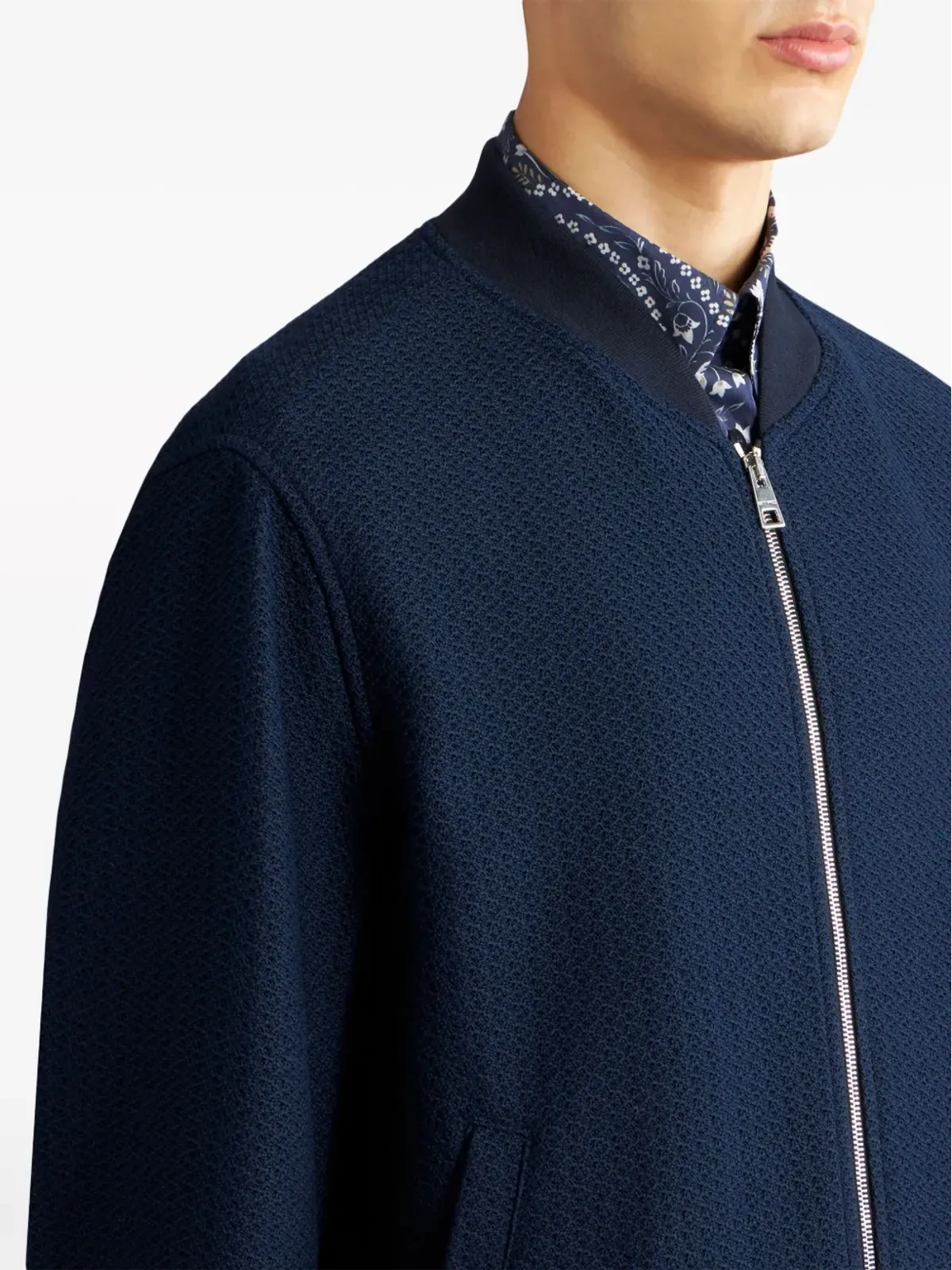 ETRO テクスチャードコットン ボンバージャケット - ブルー - 画像5