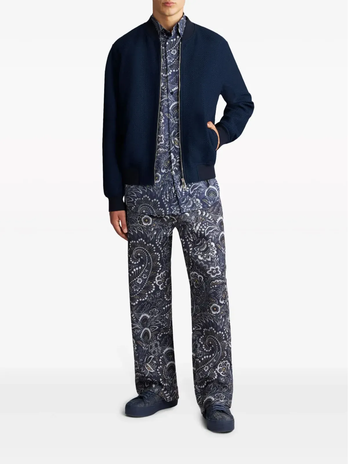 ETRO テクスチャードコットン ボンバージャケット - ブルー - 画像2