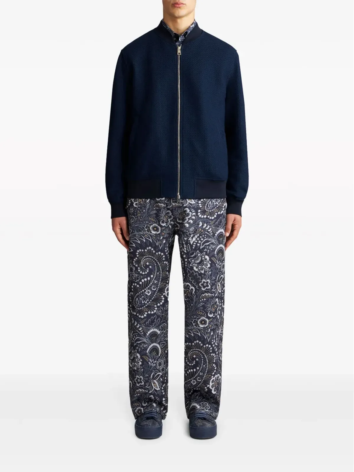 ETRO テクスチャードコットン ボンバージャケット - ブルー - 画像3