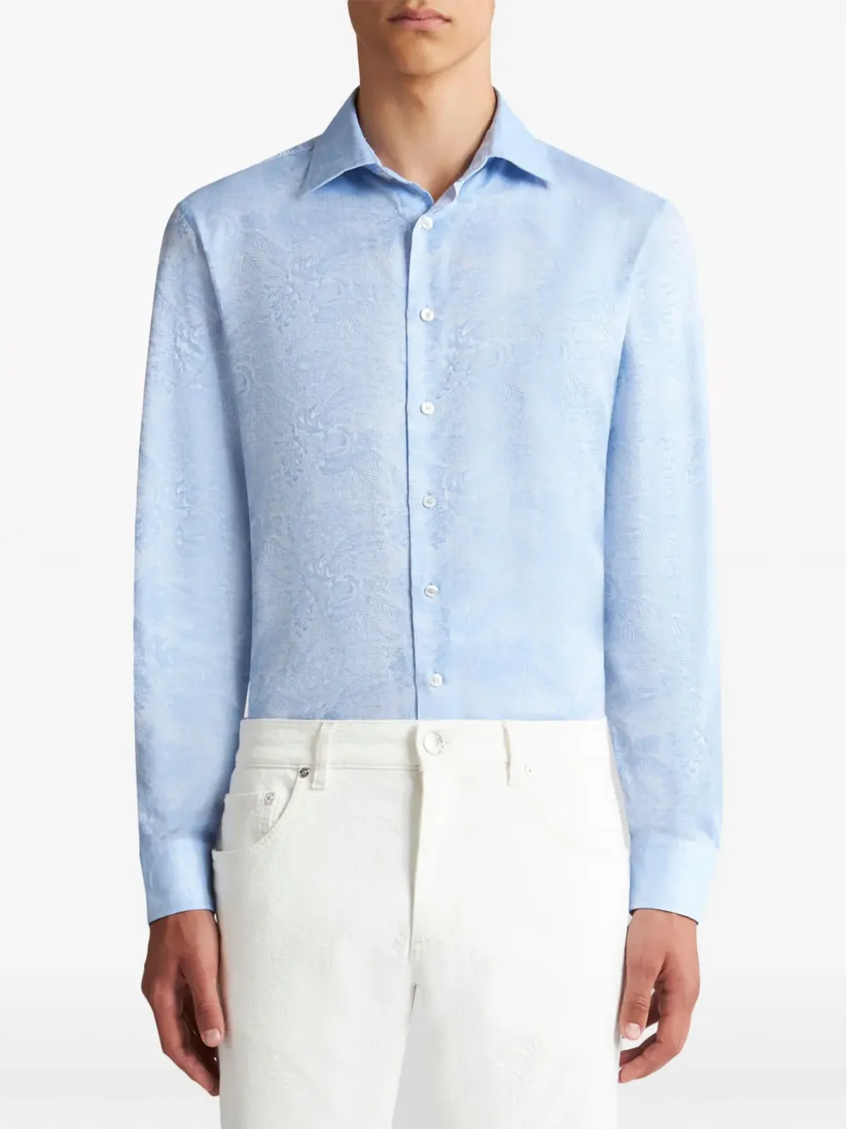 ETRO ピーコック柄ジャカード コットンシャツ - 画像2