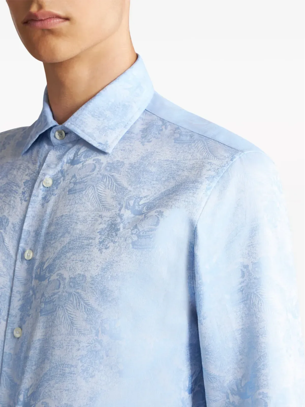 ETRO ピーコック柄ジャカード コットンシャツ - 画像4
