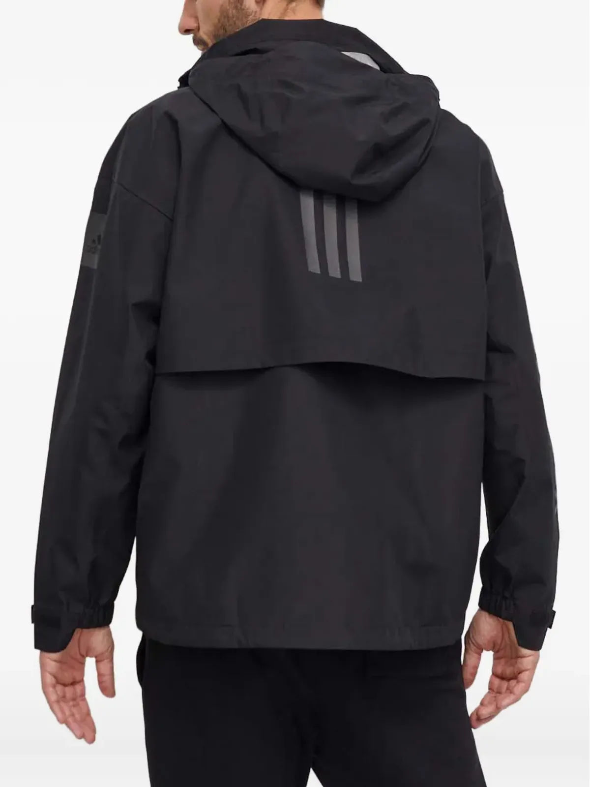 adidas スリーストライプ フード付きジャケット ブラック - 画像2