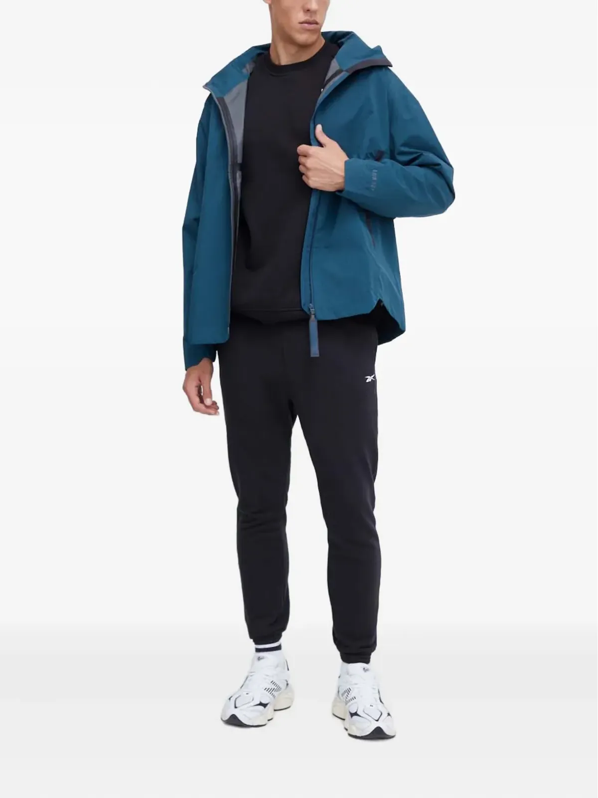 adidas フード付き ロゴプリント ジャケット ブルー - 画像2