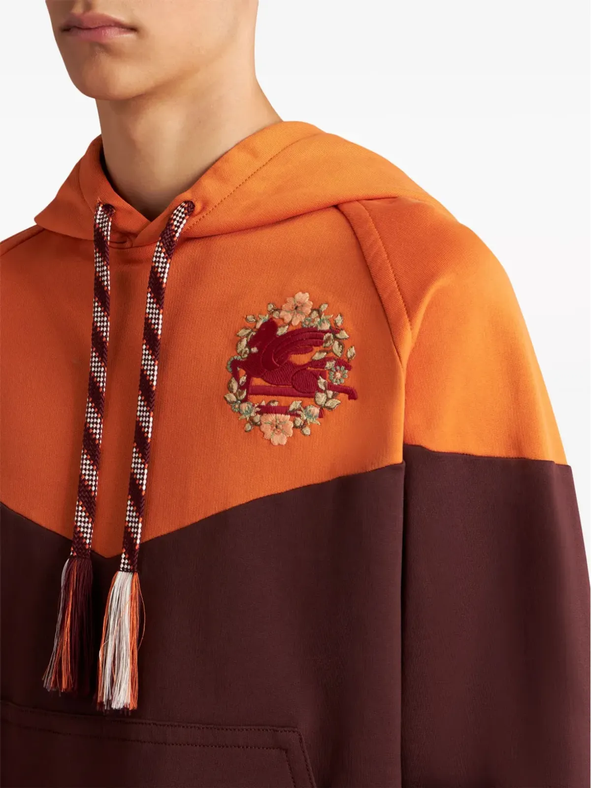 ETRO Pegaso刺繍入りコットンフーディ ブラウン - 画像4
