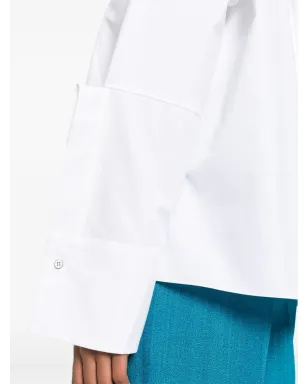 Jil Sander クロップドコットンポプリンシャツ - ホワイト - サムネイル5