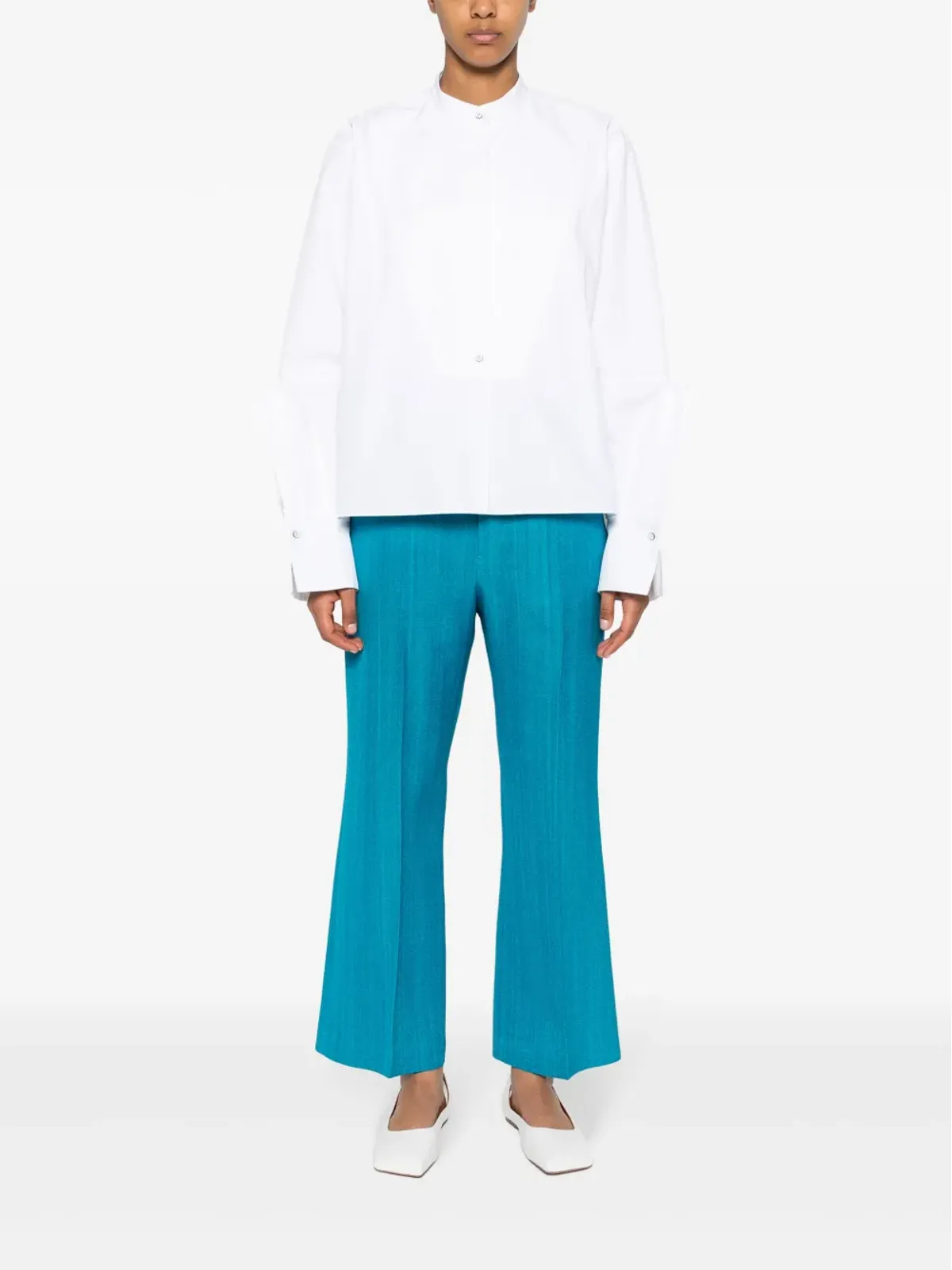 Jil Sander クロップドコットンポプリンシャツ - ホワイト - 画像2