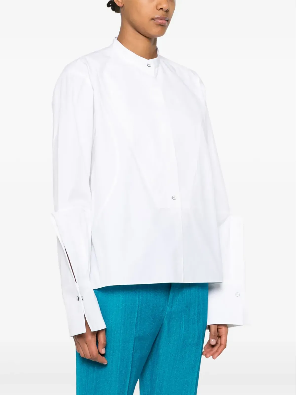 Jil Sander クロップドコットンポプリンシャツ - ホワイト - 画像3
