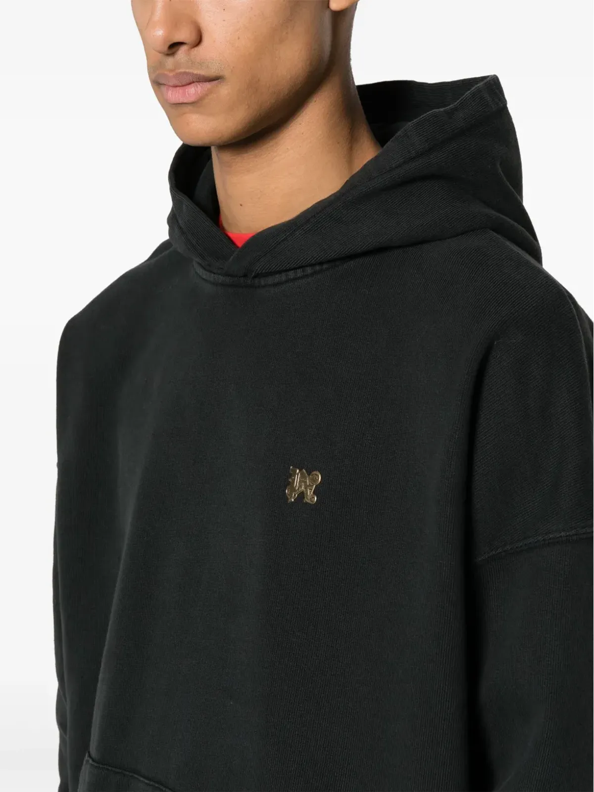 Palm Angels バーニング ロゴプリント コットン フーディ - ブラック - 画像5
