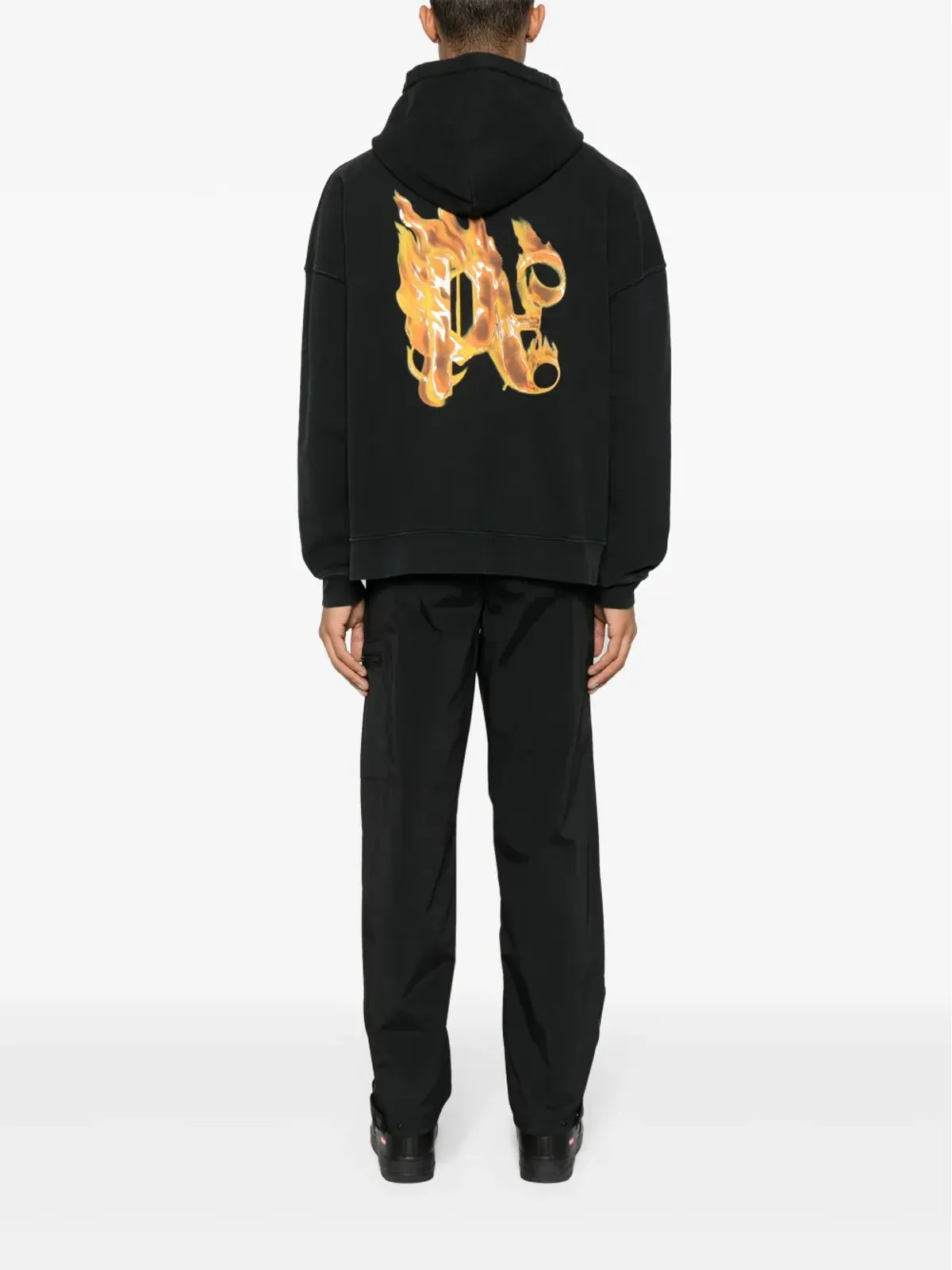 Palm Angels バーニング ロゴプリント コットン フーディ - ブラック - 画像2