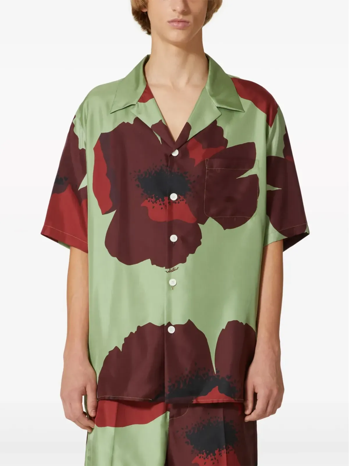 Valentino Garavani フラワーポートレートプリント ボウリングシャツ - グリーン - 画像3