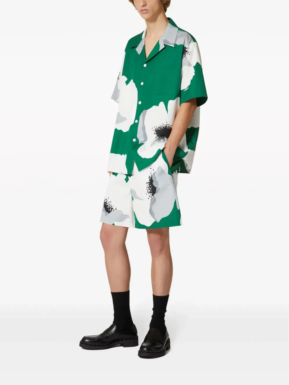Valentino Garavani 花柄プリント ベルムダショーツ - グリーン - 画像2