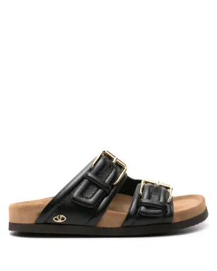 Valentino Garavani Fussfriend ダブルストラップ レザーサンダル ブラック - サムネイル1