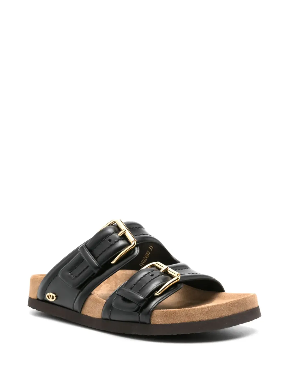 Valentino Garavani Fussfriend ダブルストラップ レザーサンダル ブラック - 画像2