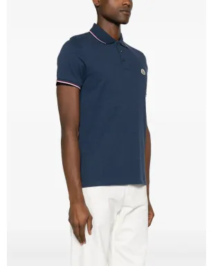 Moncler ロゴパッチ コットン ポロシャツ - ブルー - サムネイル3