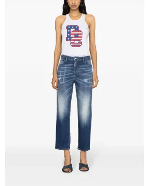 DSQUARED2 ボストン ハイライズ クロップドジーンズ ブルー - サムネイル2