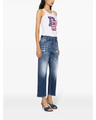 DSQUARED2 ボストン ハイライズ クロップドジーンズ ブルー - サムネイル4
