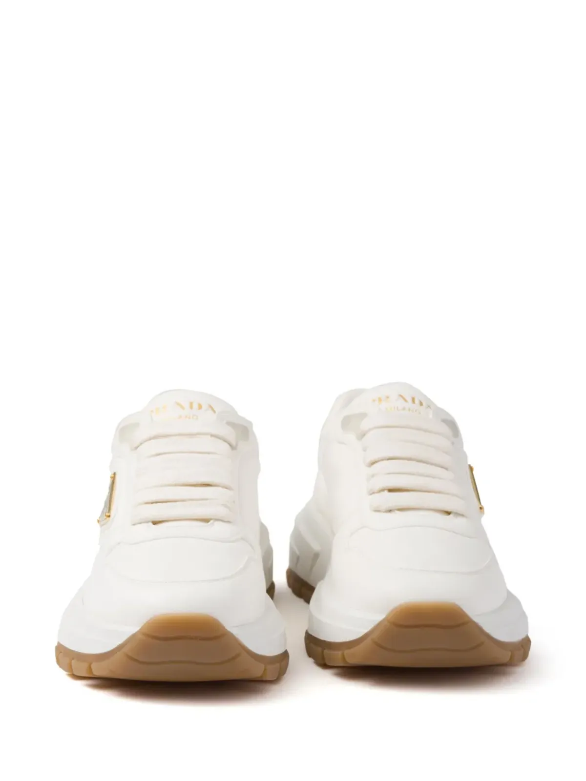 Prada 三角ロゴ レザー スニーカー 白 - 画像5