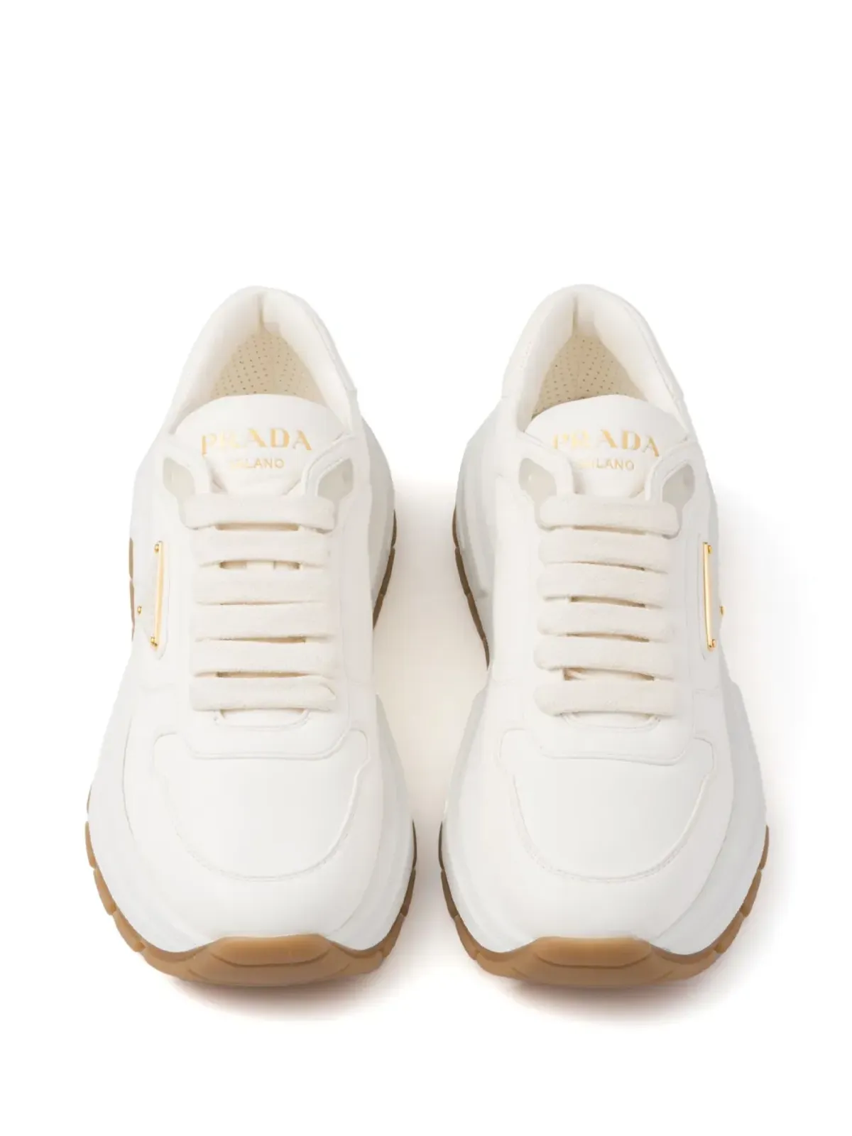 Prada 三角ロゴ レザー スニーカー 白 - 画像4