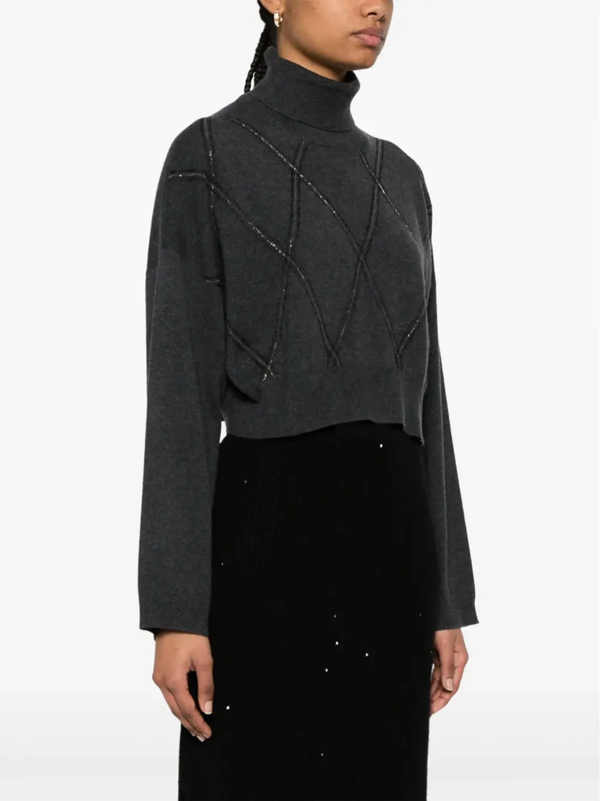 Brunello Cucinelli Moniliモチーフのクロップドトップ - 画像3