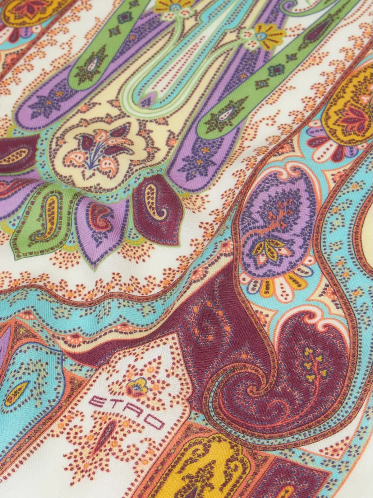 ETRO ペイズリー柄ジャカード スカーフ ピンク - 画像2