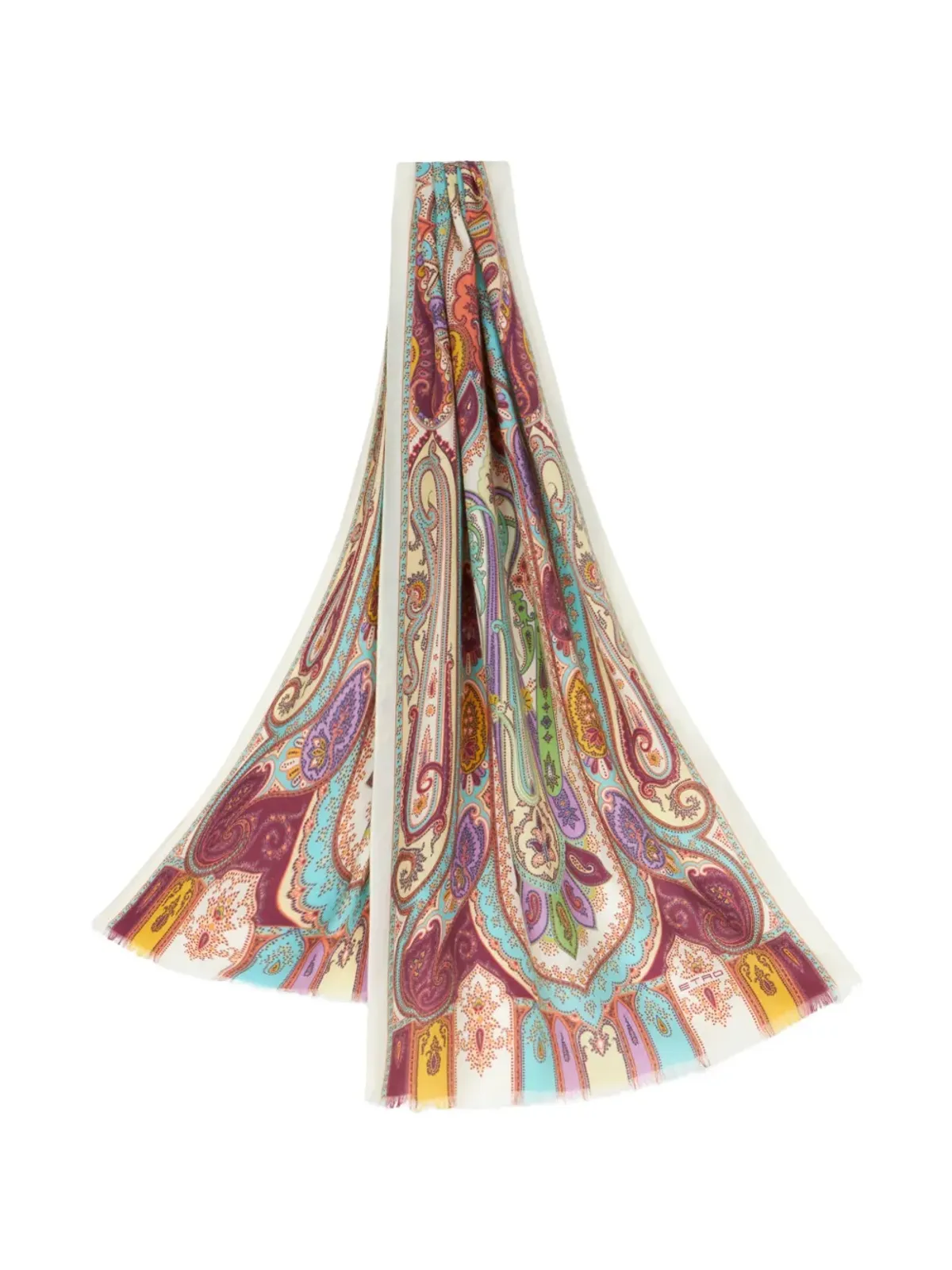 ETRO ペイズリー柄ジャカード スカーフ ピンク - 画像3