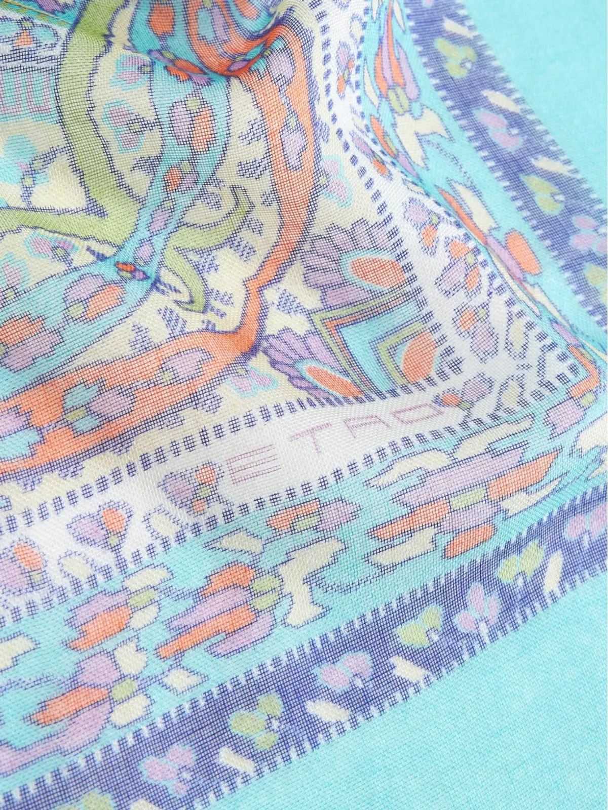 ETRO ペイズリープリントの長方形型スカーフ - ブルー - 画像2